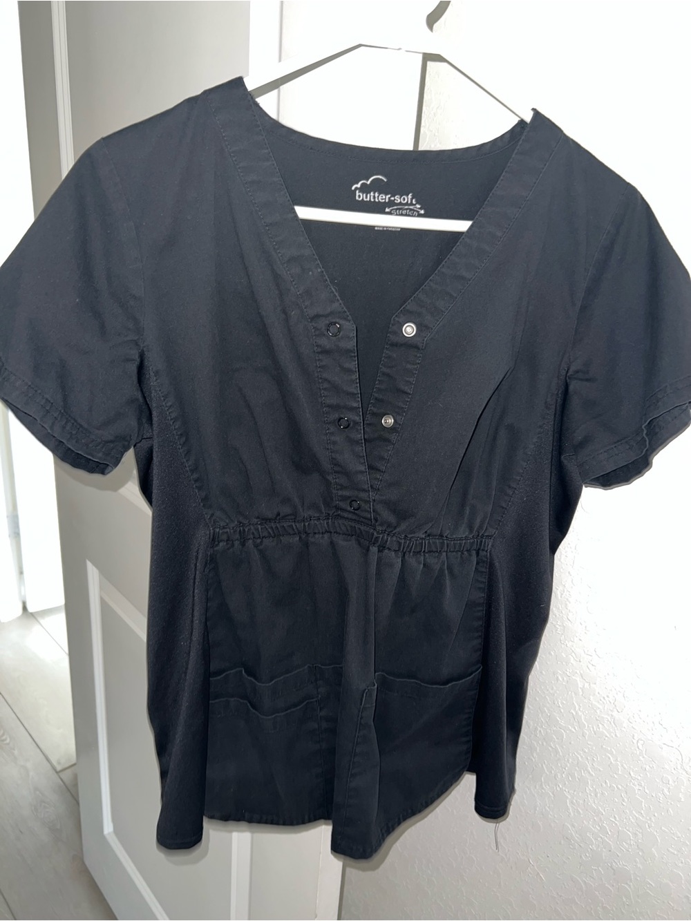 Buttersoft maternity black  Women's V-Neck Scrub Top